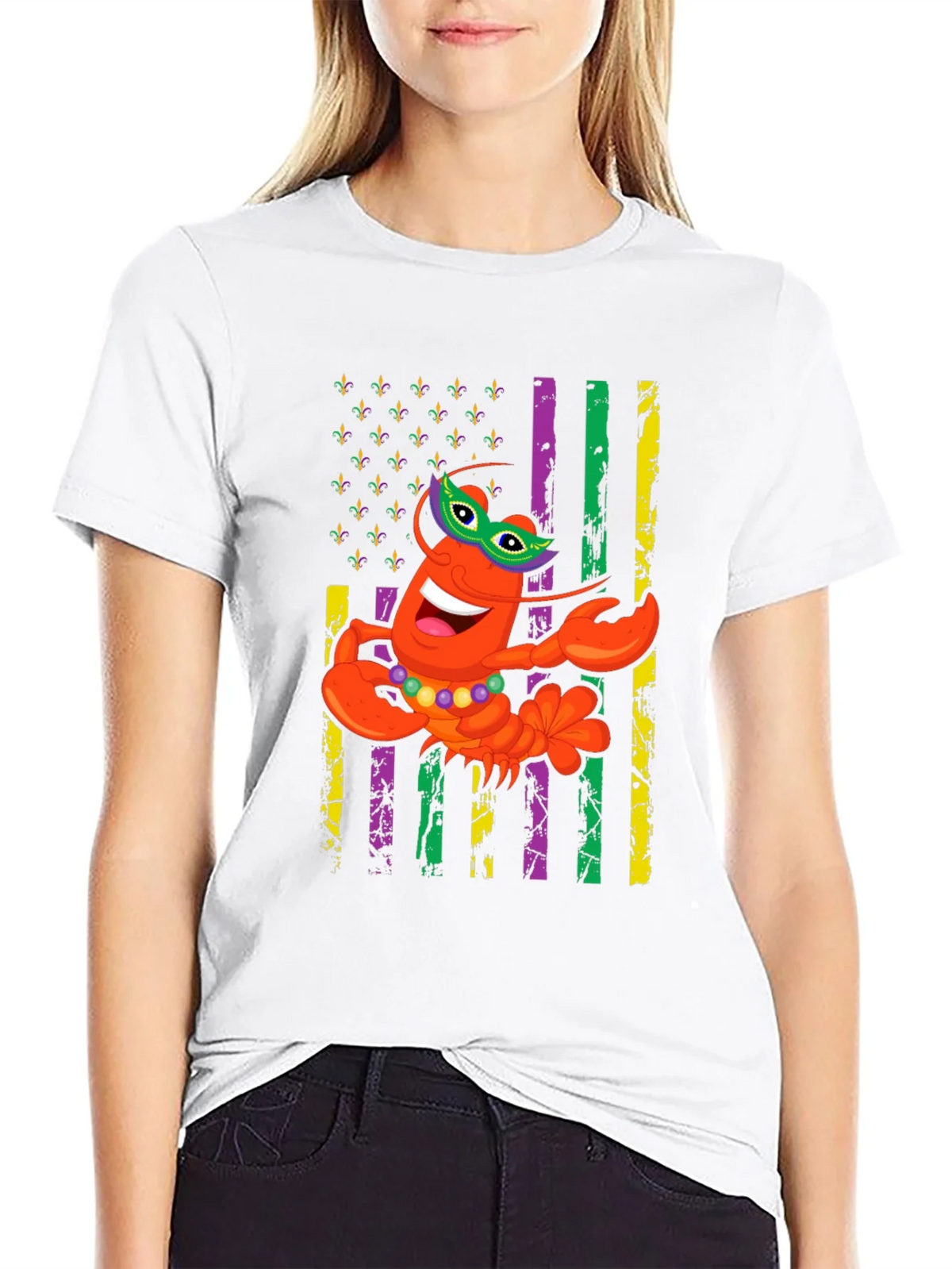 Mardi Gras Lobster Graphic T-Shirt