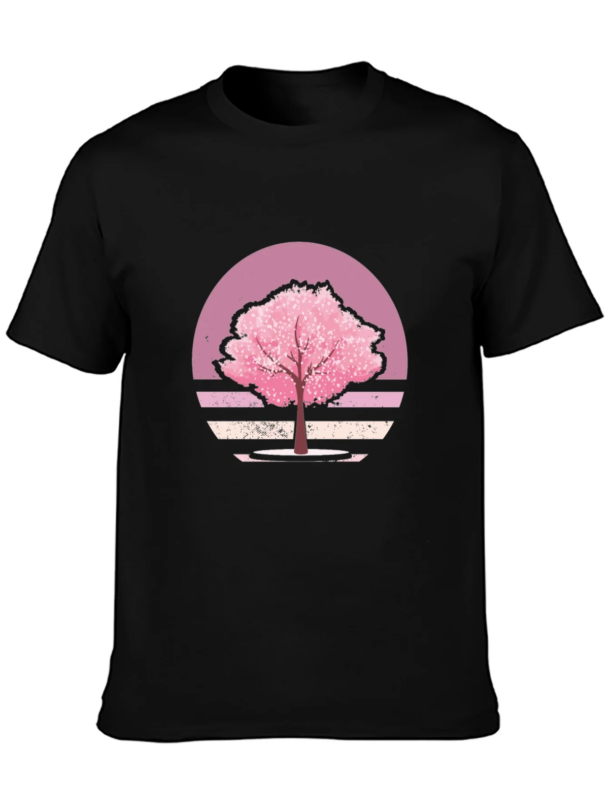 Cherry Blossom Sunset Black T-Shirt