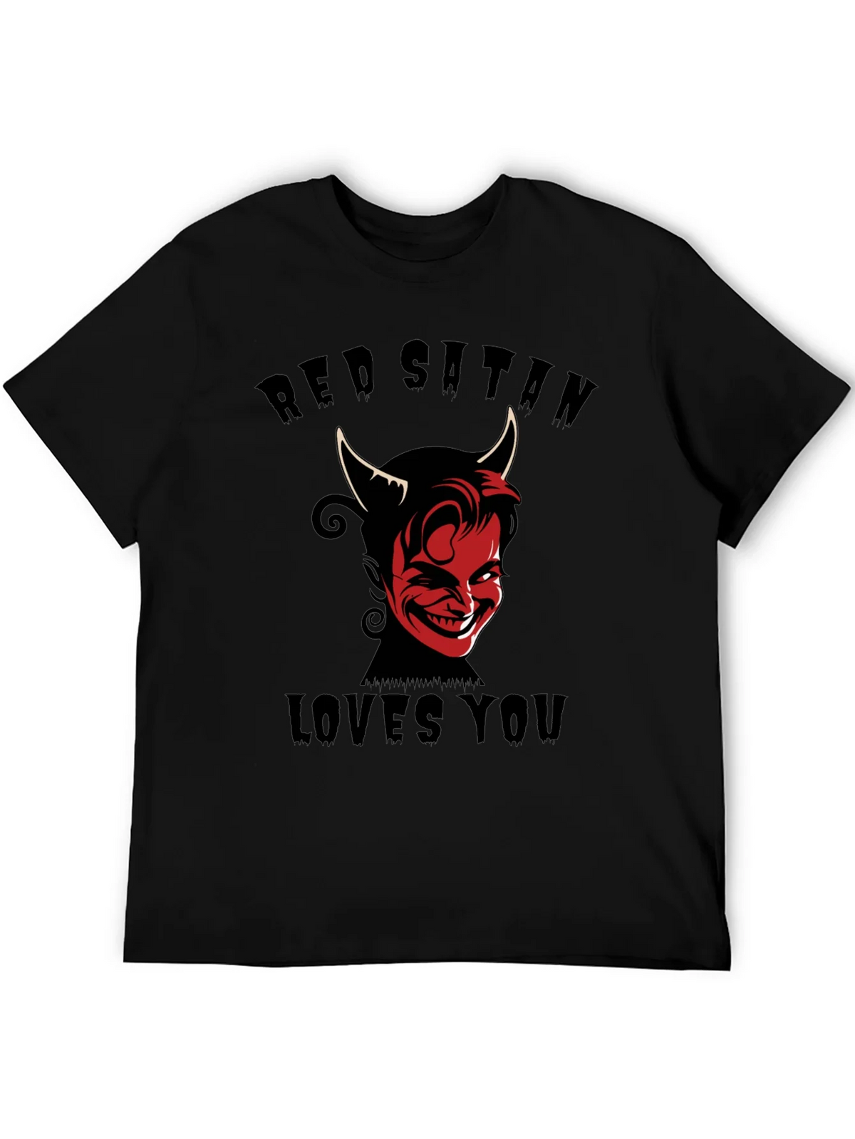Red Satan Loves You T-Shirt - Graphic Print Tee