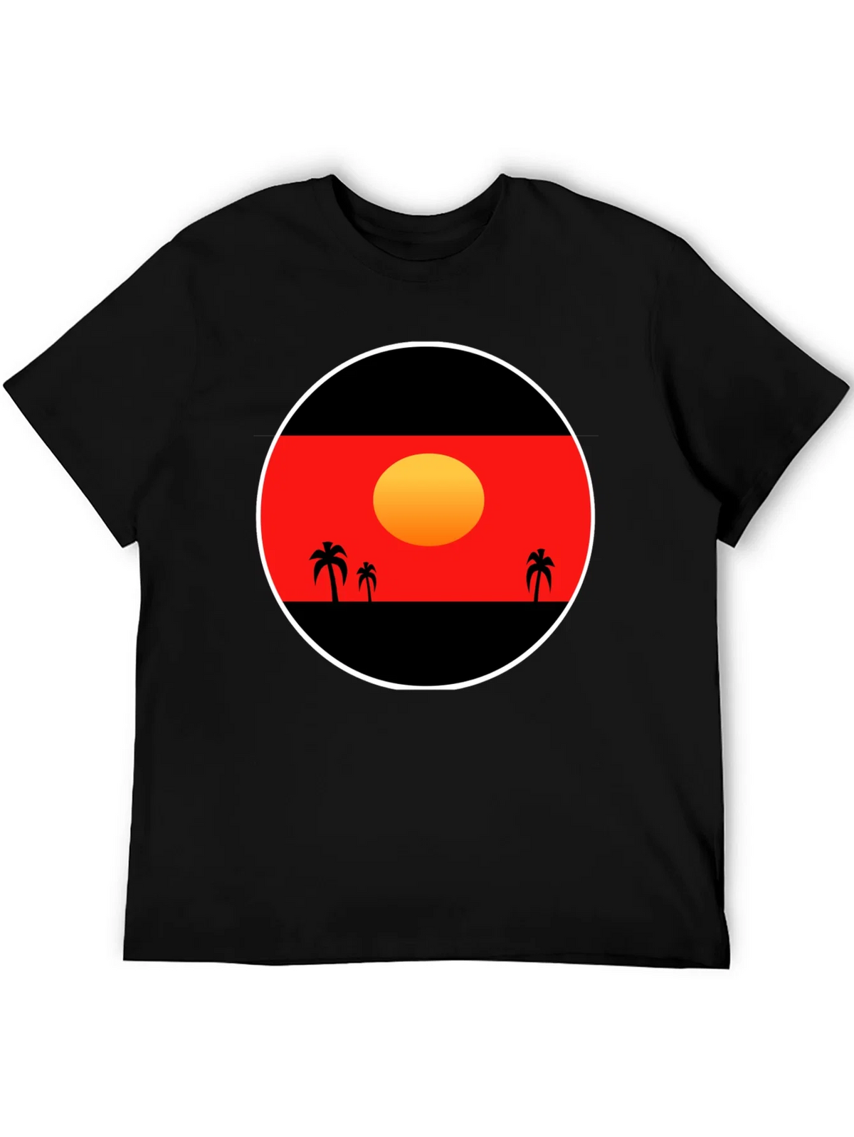 Sunset Palm Tee - Graphic Black T-Shirt