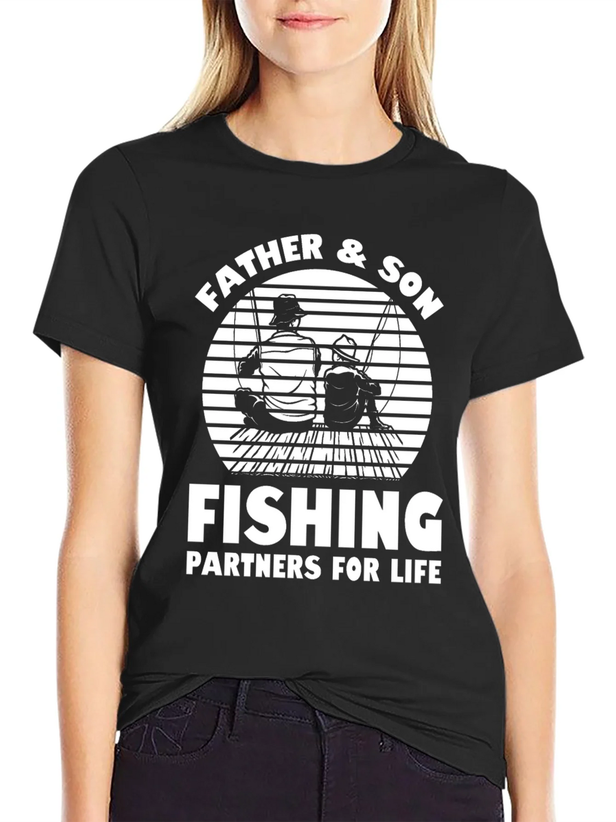 Father & Son Fishing Partners Black T-Shirt