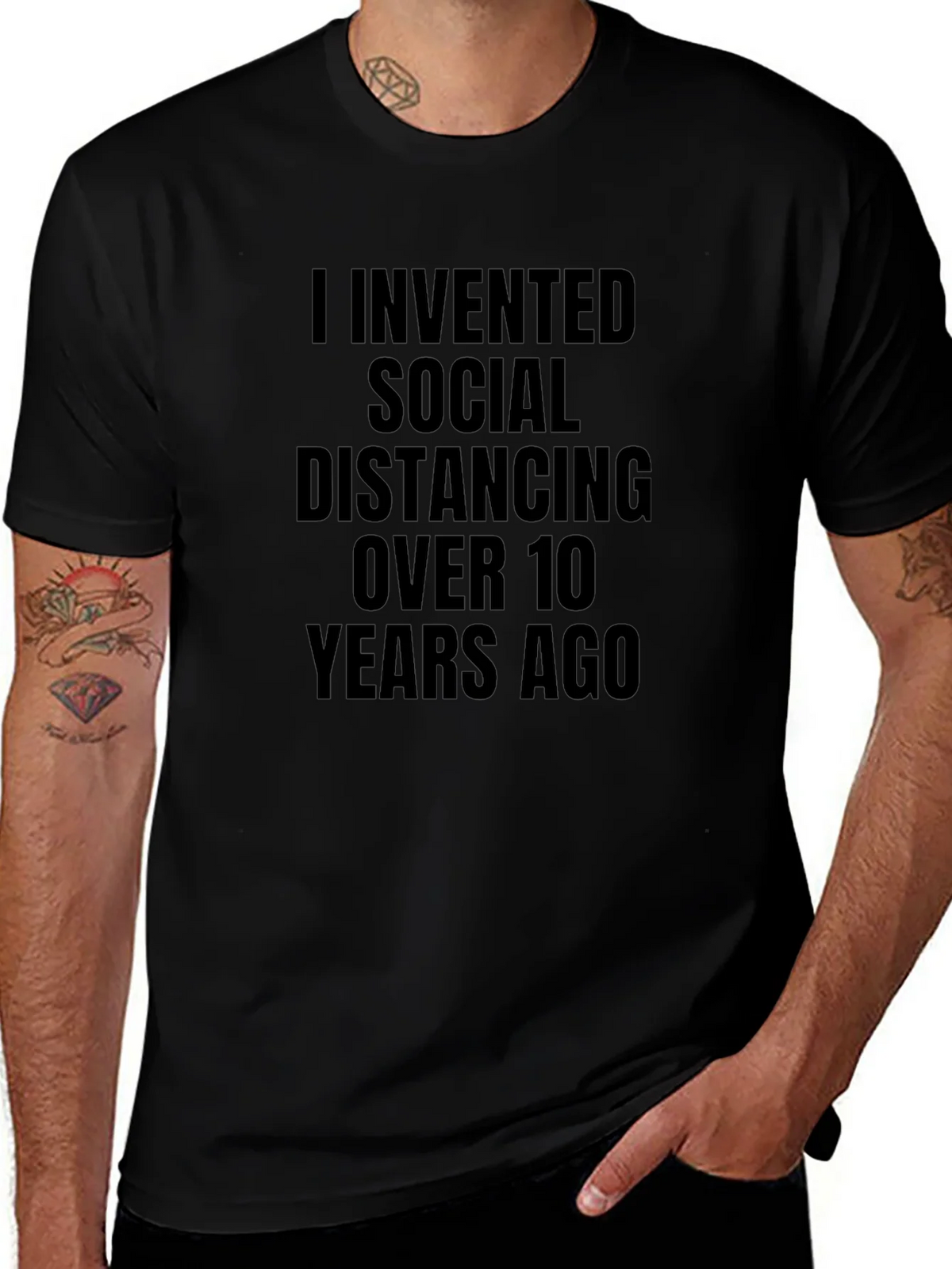 Social Distancing Inventor Black T-Shirt