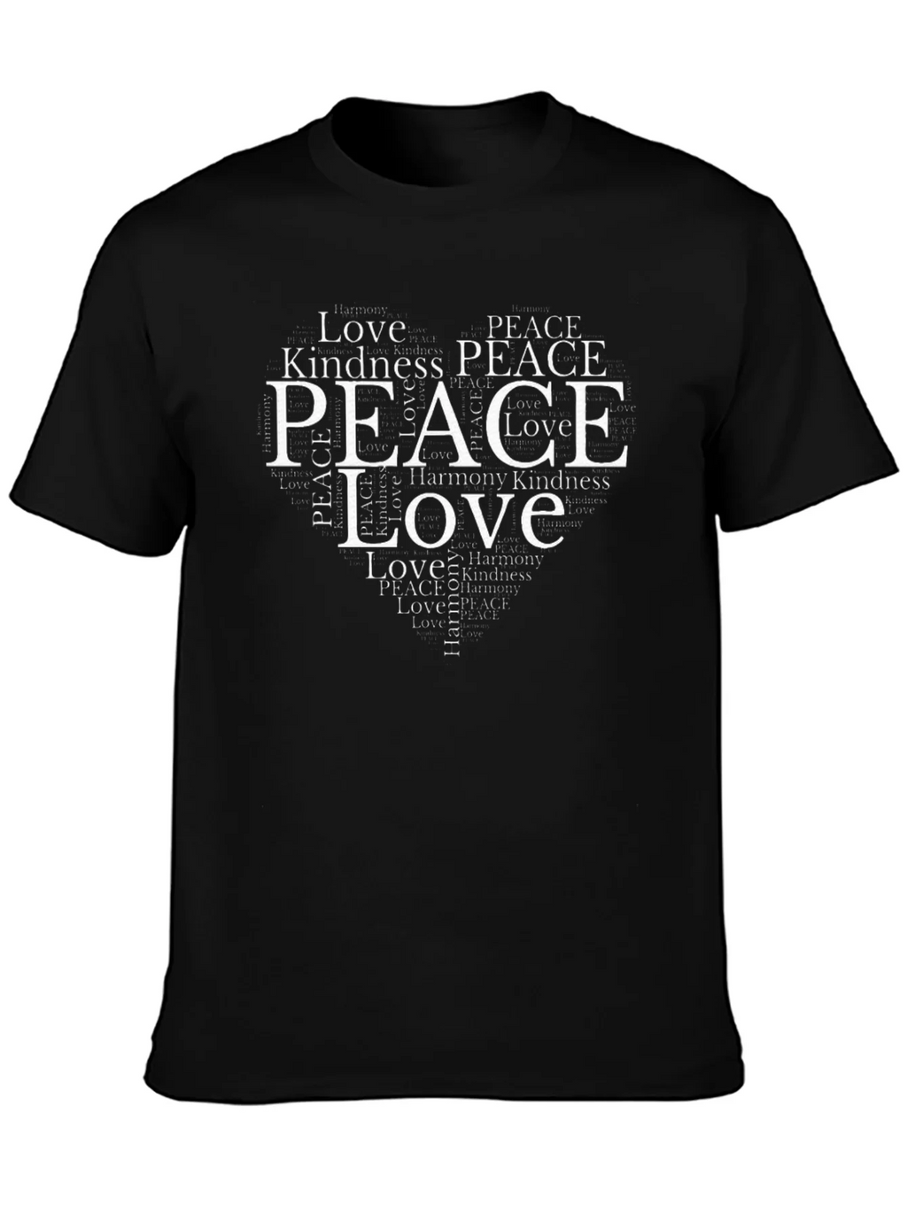 Peace & Love Heart T-Shirt - Black
