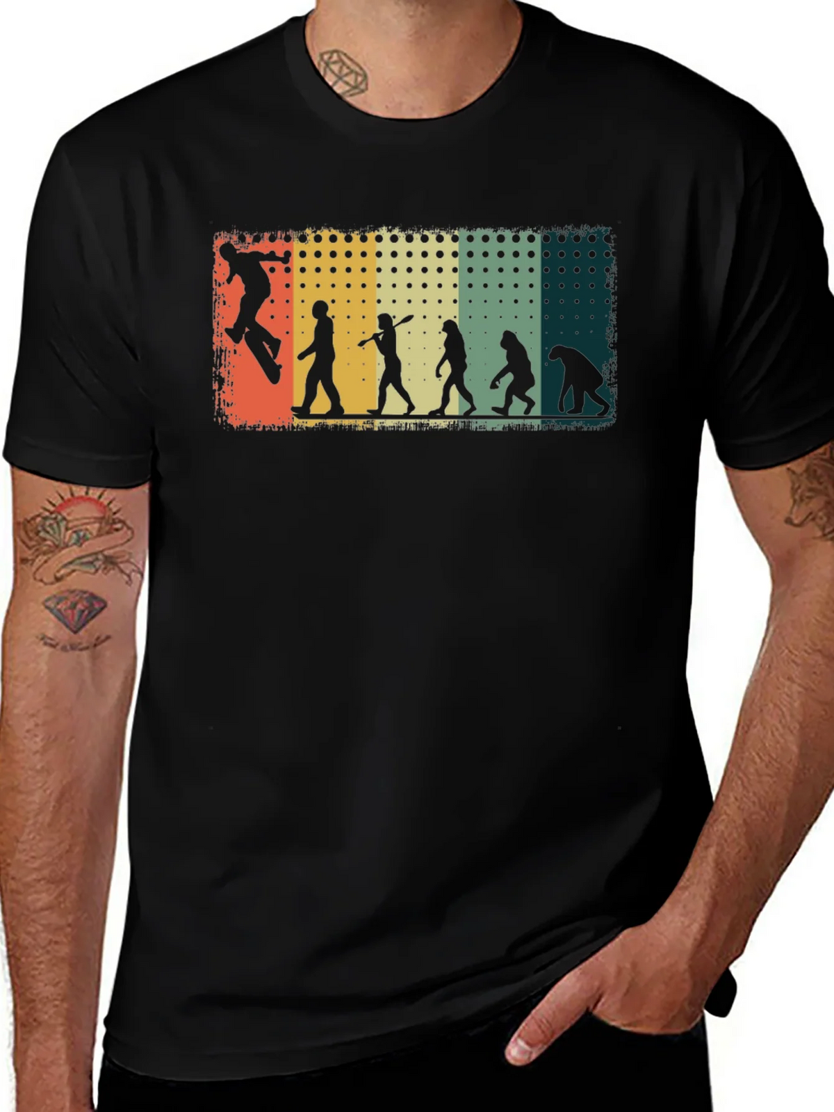 Skateboarding Evolution Graphic Tee - Black Cotton T-Shirt