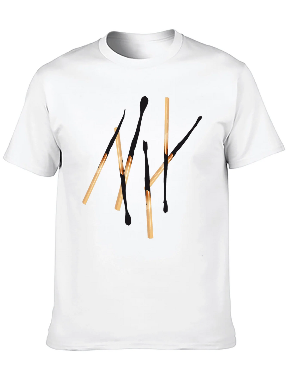 Abstract Matchsticks Graphic Black T-Shirt