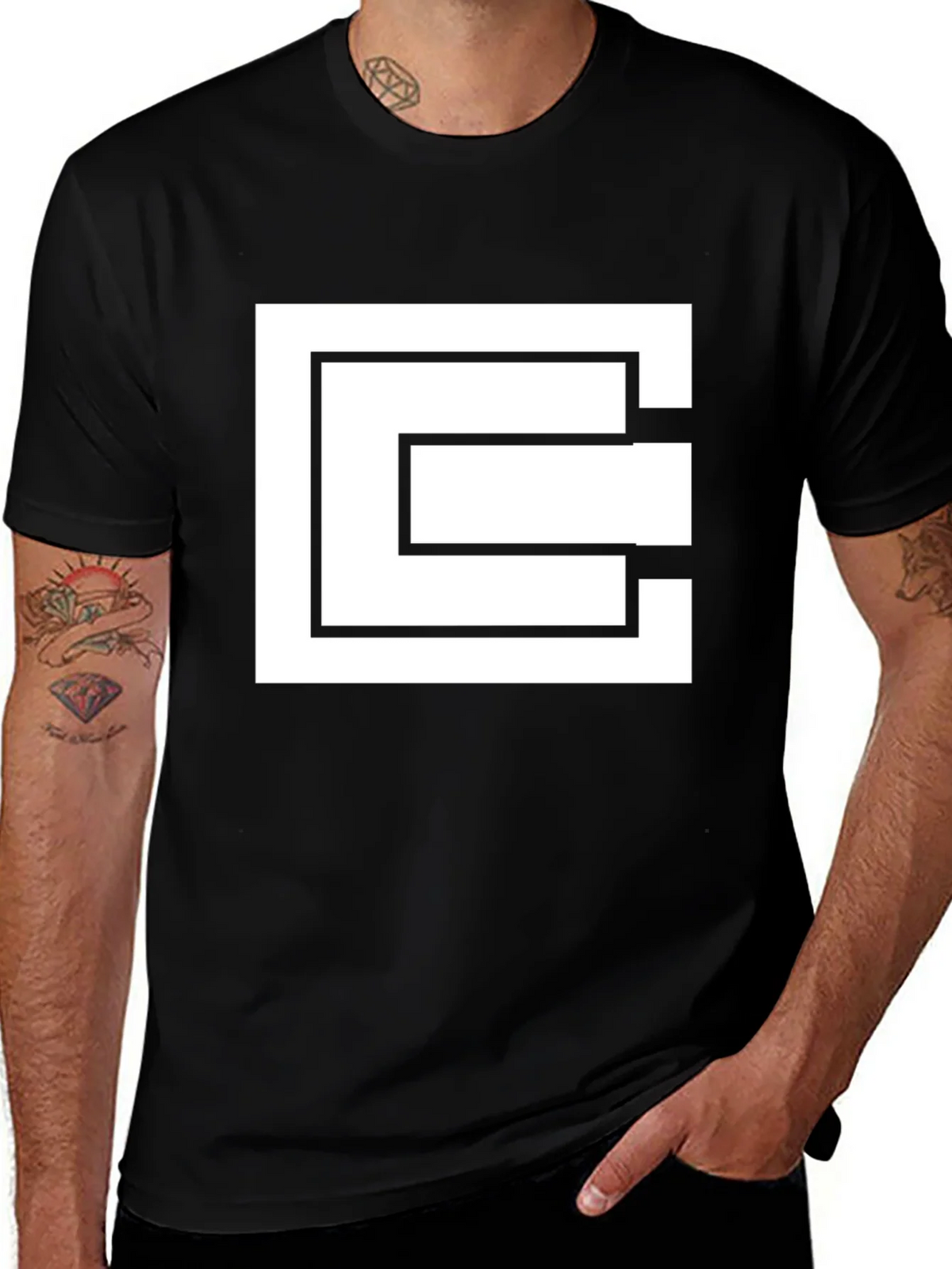 Geometric Square Black T-Shirt