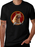 Meow! Cat Graphic Print Black T-Shirt