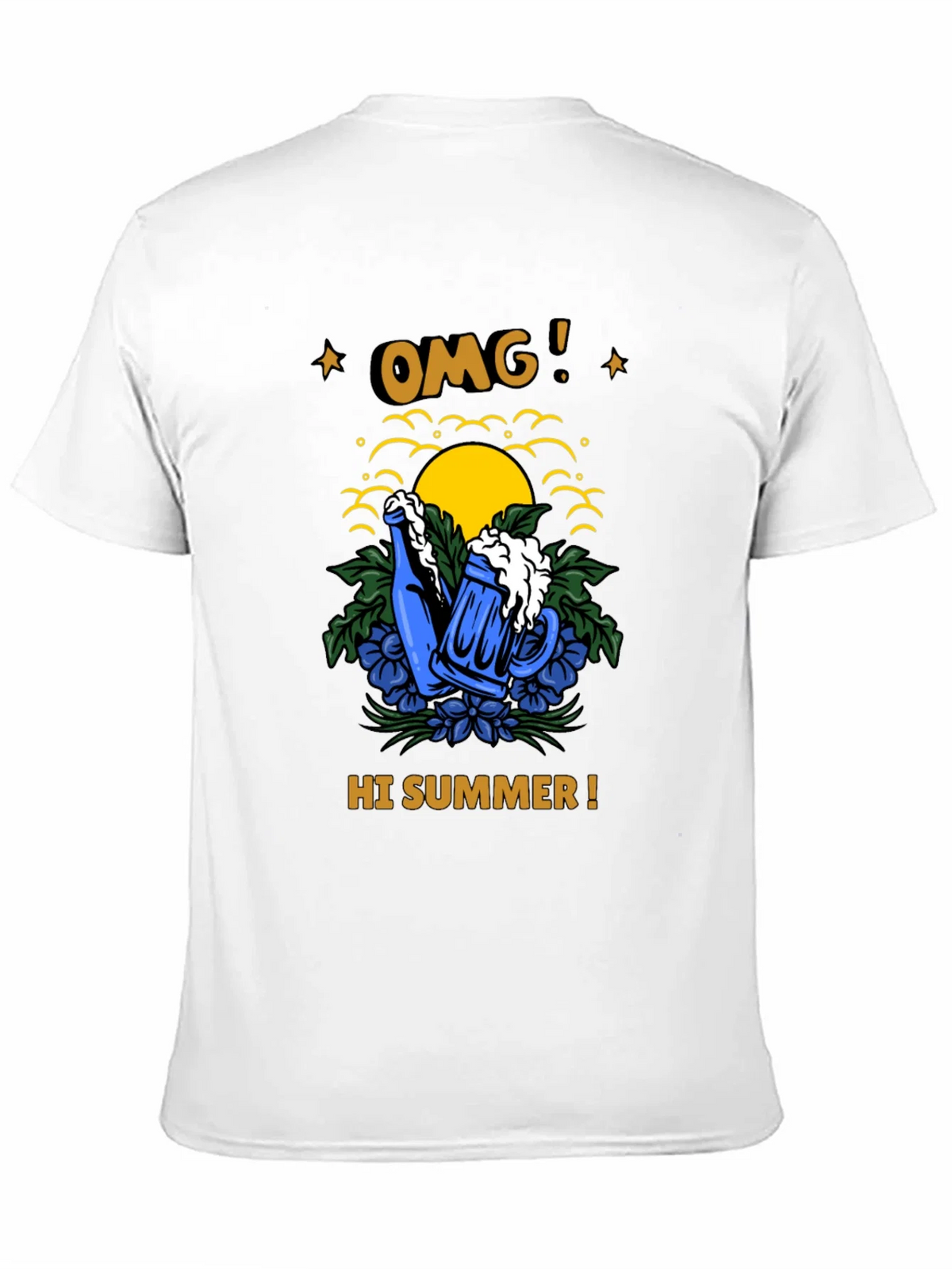 OMG! Hi Summer T-Shirt - Beer Mug & Sunset Graphic Tee