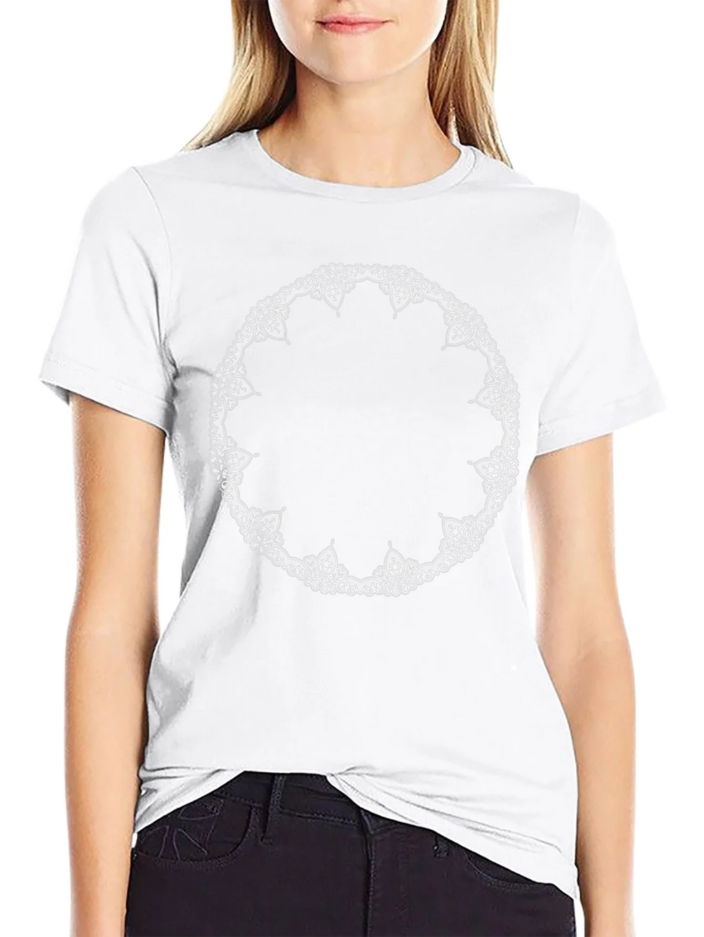 Black T-Shirt with Ornate Circle Design