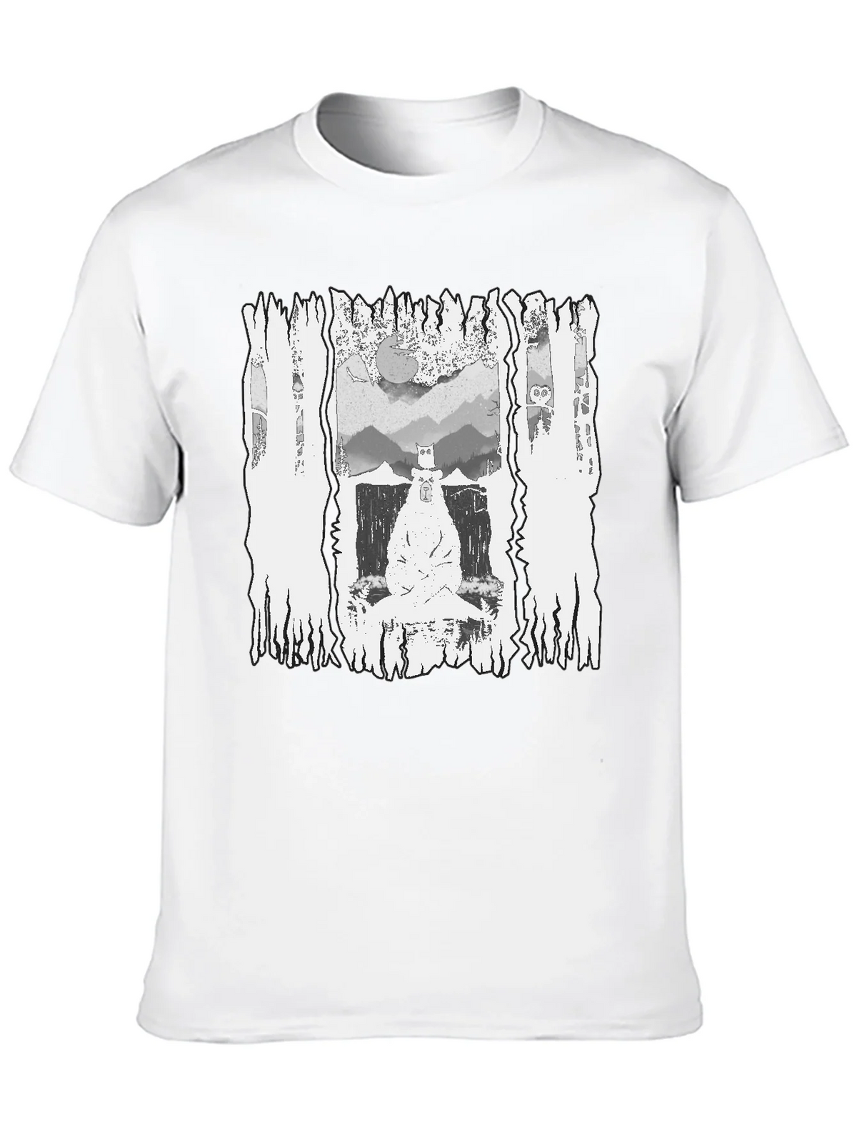 Monochrome Bear Graphic Tee - Mens Black T-Shirt