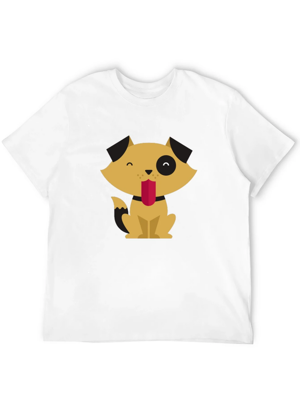 Cute Cartoon Dog Graphic Tee - Black