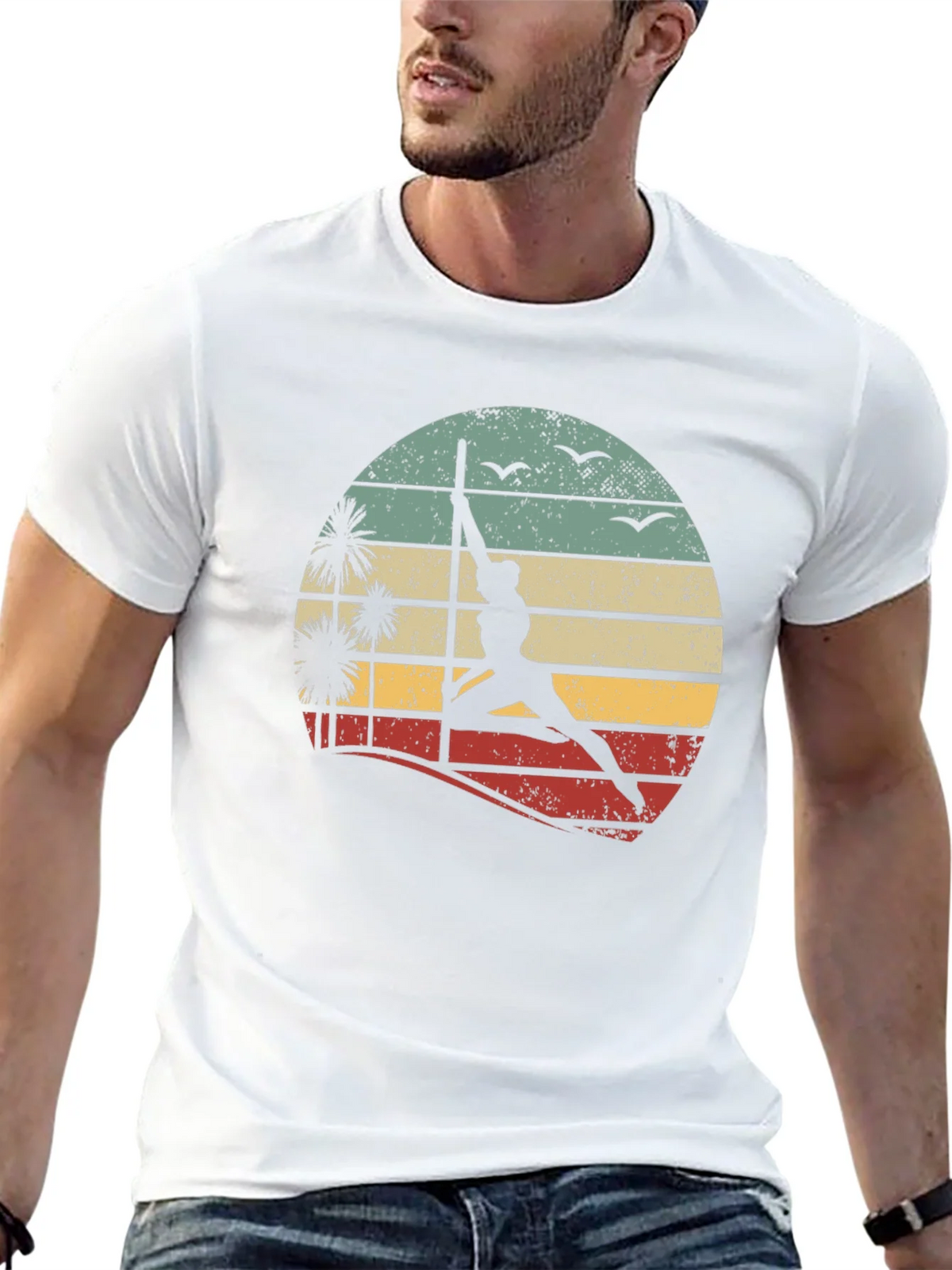 Retro Pole Dancing T-Shirt - Sunset Silhouette
