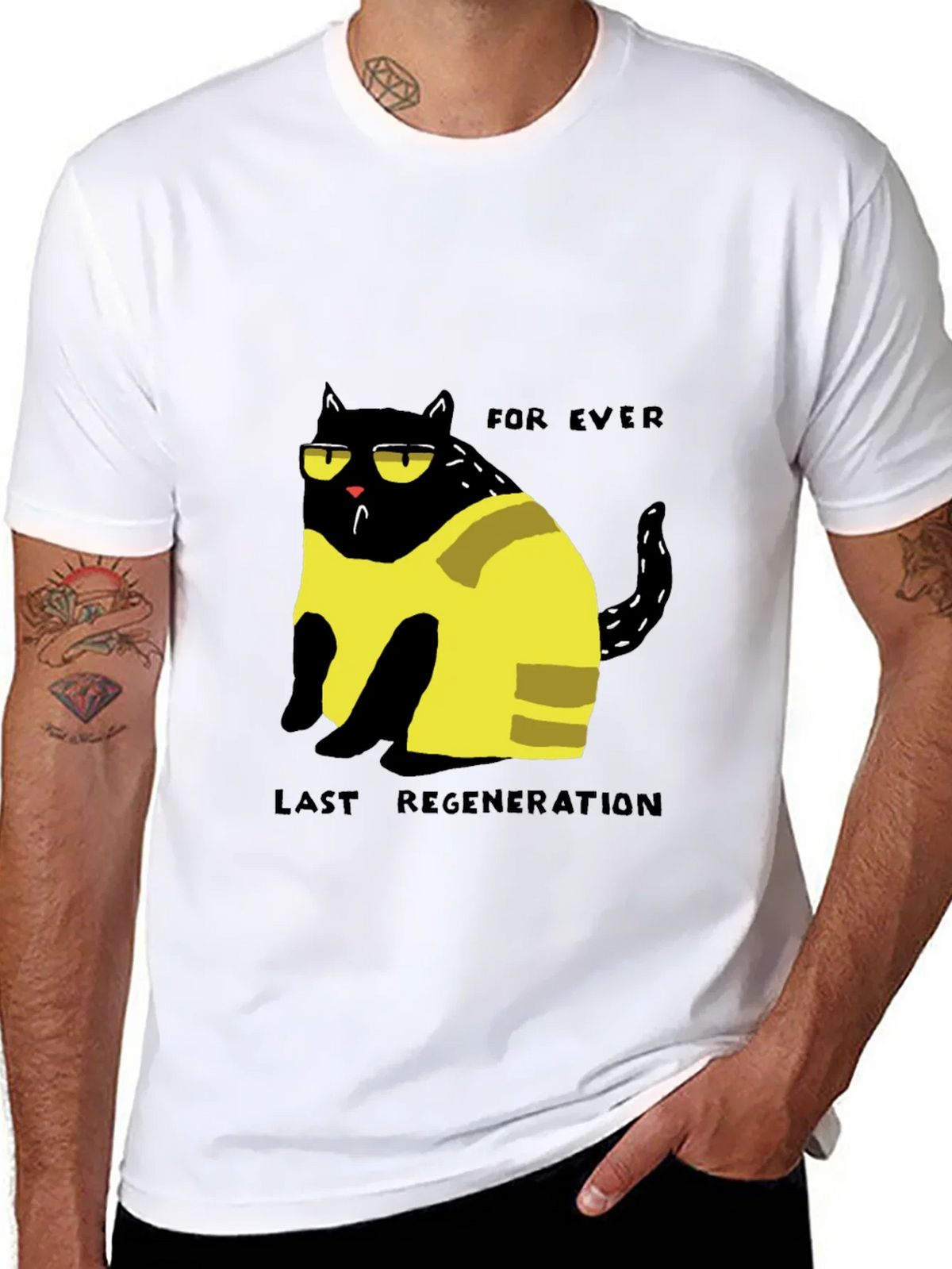 Funny Cat Forever Last Regeneration Black T-Shirt