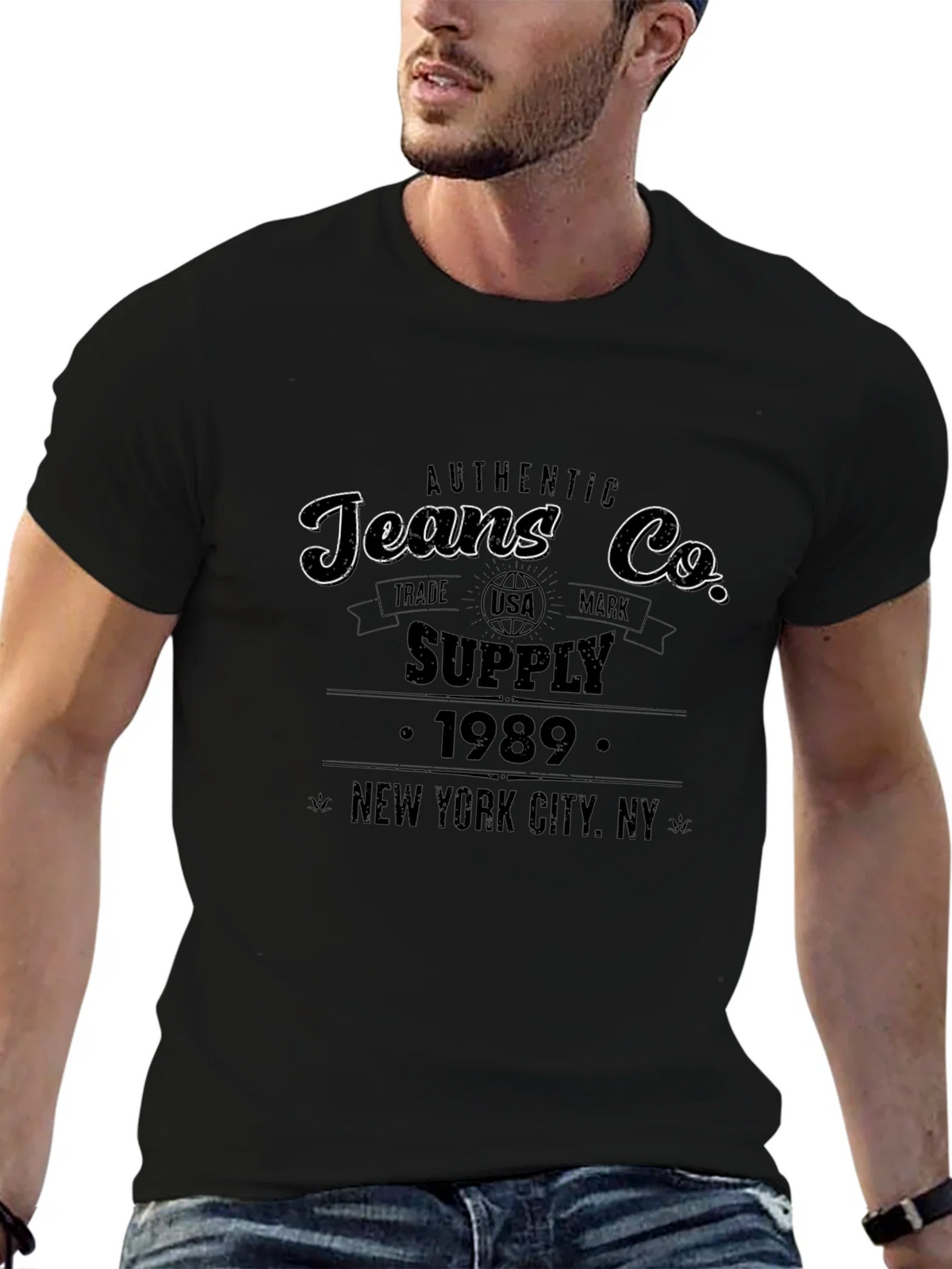 Authentic Jeans Co. Black Graphic T-Shirt
