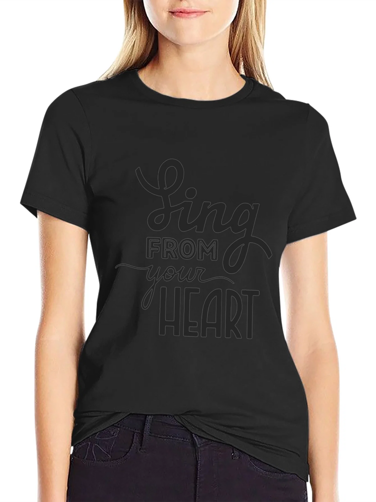 Sing From Your Heart Graphic Tee - Black Casual T-Shirt