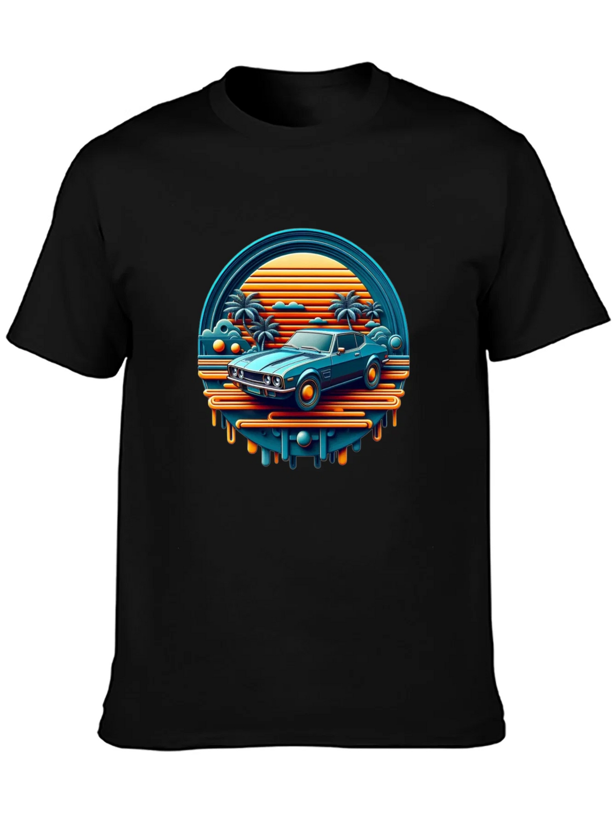 Retro Car T-Shirt - Vintage Sunset Graphic Tee